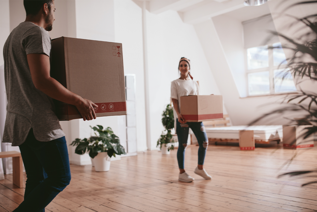 couple moving boxes
