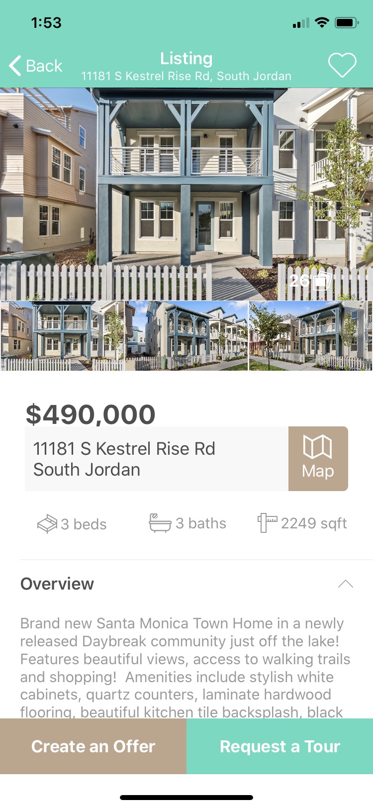 app screenshot of a listing