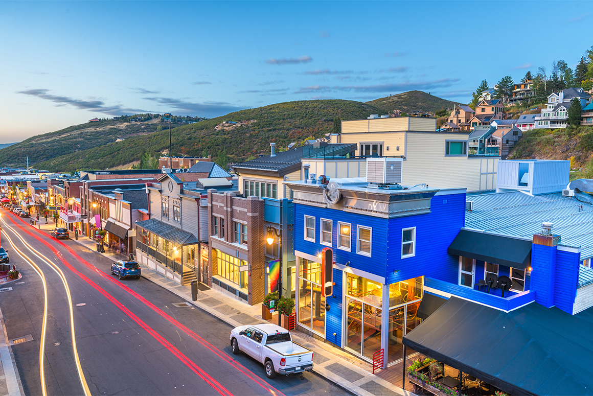 view of park city, ut from above at night