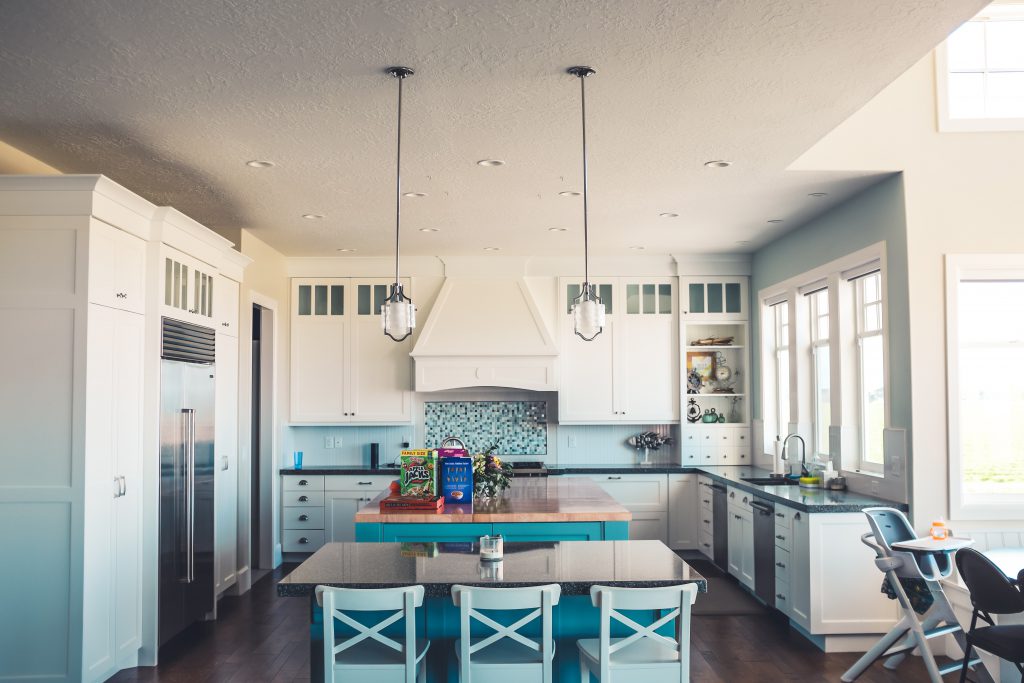 beautiful gray and white kitchen 